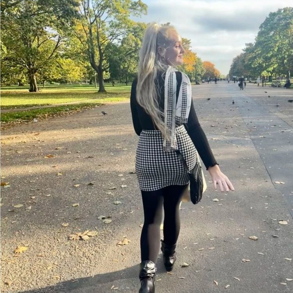 Sexy Houndstooth Print High Waist Skirt - Picture 9 of 10